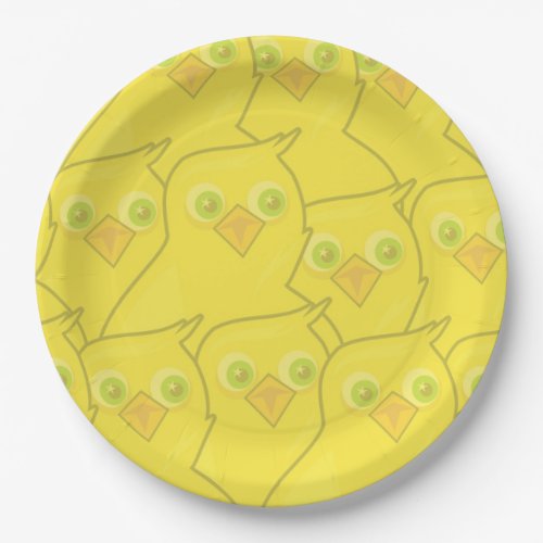 Easter Chickens Bright Yellow Cartoon Pattern Paper Plates