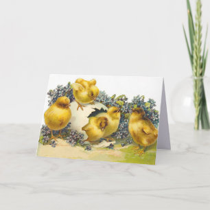 Easter Chicks and Forget Me Nots Holiday Card