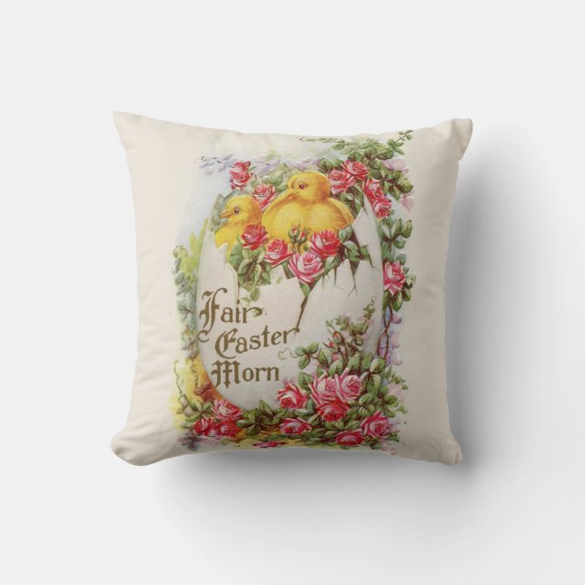 Easter Chicks and Roses Pillow (Front)