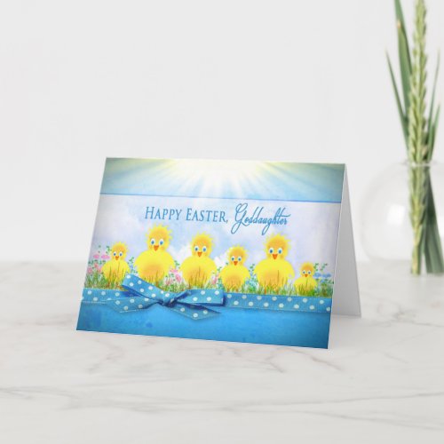 EASTER CHICKS _ GODDAUGHTER _ BLUEYELLOW HOLIDAY CARD