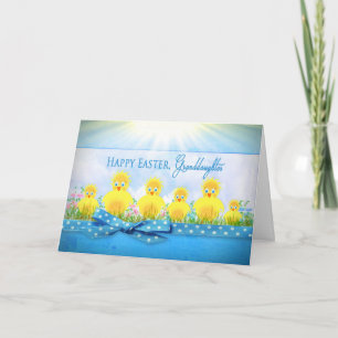 EASTER CHICKS - GRANDDAUGHTER - BLUE/YELLOW HOLIDAY CARD