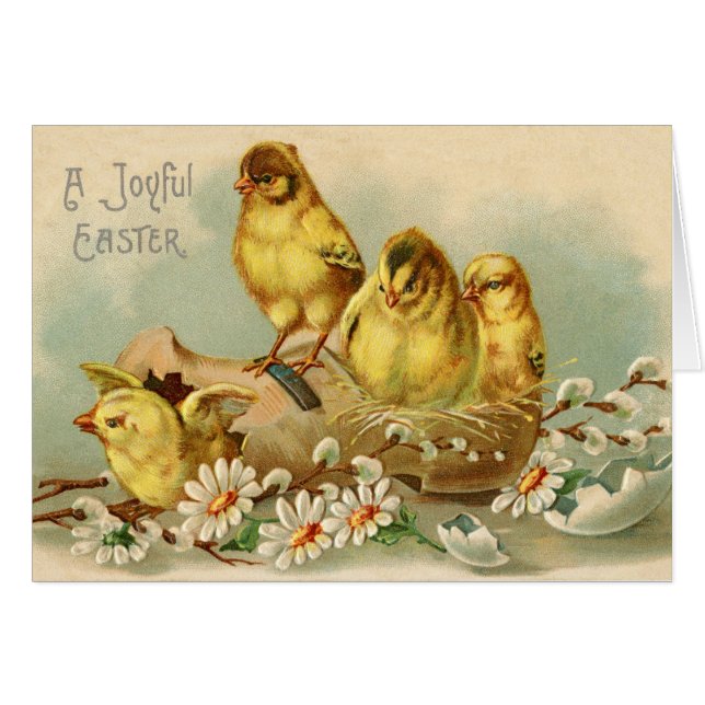 Easter Chicks Joyful Easter Cards (Front Horizontal)
