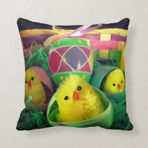 Easter Chicks Throw Pillow