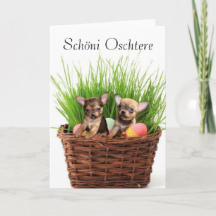 Easter Chihuahua puppies greeting card