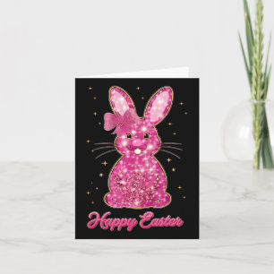 Easter Chinoiserie Floral Bunny With Cute Blue Bow Card