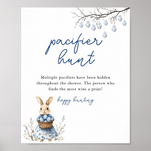 Easter Chinoiserie Pacifier Hunt Baby Shower  Poster (Front)