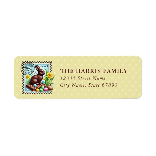 Easter Chocolate Bunny Return Address Labels (Front)
