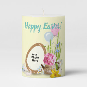 Easter Chocolate Egg & Balloons Photo Pillar Candle