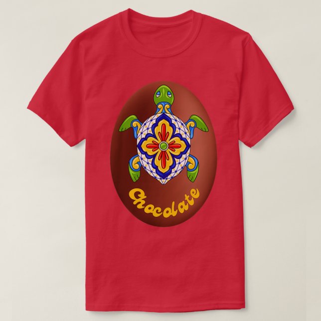 Easter Chocolate egg surfing mosaic turtle T-Shirt (Design Front)