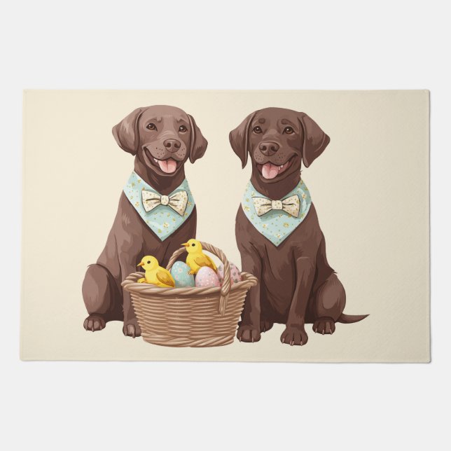 Easter Chocolate Labrador Retriever Dogs Doormat (Front)