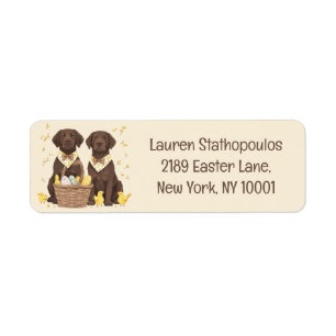 Easter Chocolate Labrador Retriever Dogs Label