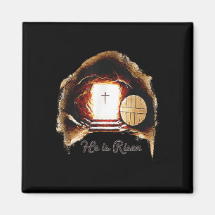 Easter Christian He Is Risen Jesus Empty Tomb Men  Magnet