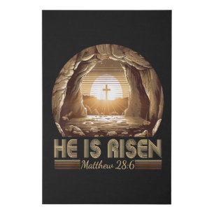 Easter Christian He is Risen Jesus Faux Canvas Print