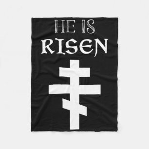 Easter Christian He Is Risen Resurrection Orthodox Fleece Blanket