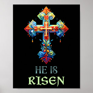 Easter Christian He Is Risen Resurrection Orthodox Poster