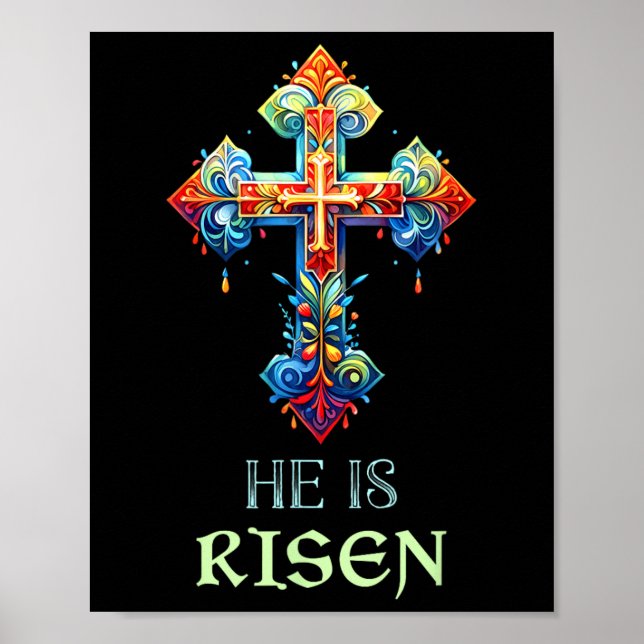Easter Christian He Is Risen Resurrection Orthodox Poster (Front)