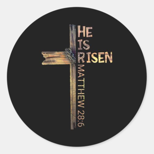 Easter Christian He Is Risen Sun Resurrection Men  Classic Round Sticker