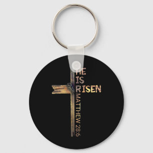 Easter Christian He Is Risen Sun Resurrection Men Keychain