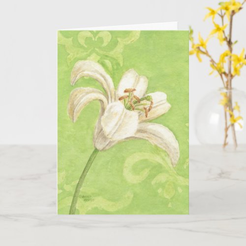 Easter Christian White Lily Elegance Joy Blessings Card