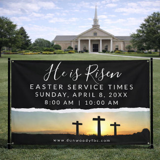 Easter Church Service Banner for Outdoor Use