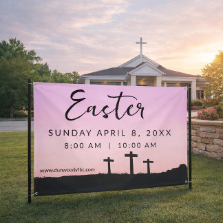 Easter Church Service Banner for Outdoor Use