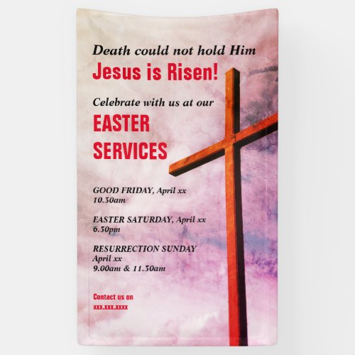 EASTER CHURCH SERVICES  Jesus is Risen Banner