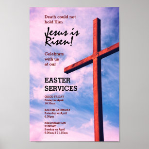 EASTER CHURCH SERVICES Jesus Is Risen CUSTOMIZABLE Poster