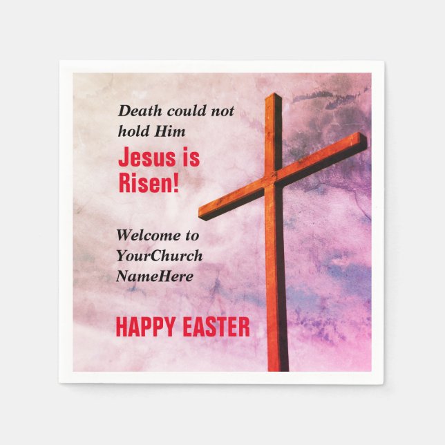 EASTER CHURCH SERVICES | Jesus is Risen Napkins (Front)
