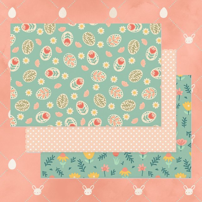 Easter Collection of 3 Spring Green Birthday Gift Wrapping Paper Sheets (Creator Uploaded)