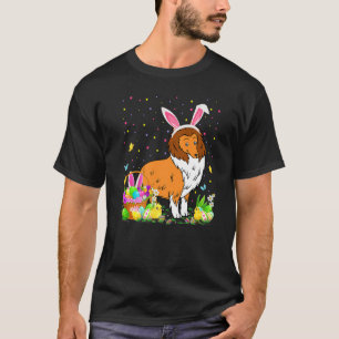 Easter Collie Dog Bunny Egg Hunting Collie Easter  T-Shirt