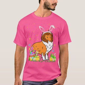Easter Collie Dog Bunny Egg Hunting Collie Easter  T-Shirt