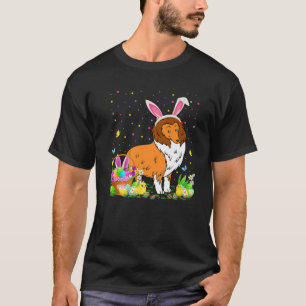 Easter Collie Dog Bunny Egg Hunting Collie Easter T-Shirt