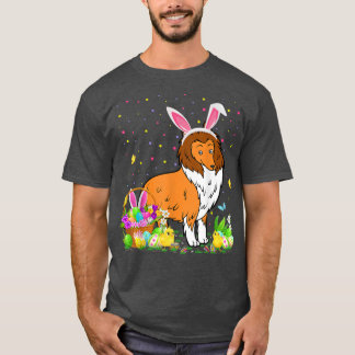 Easter Collie Dog Bunny Egg Hunting Collie Easter  T-Shirt