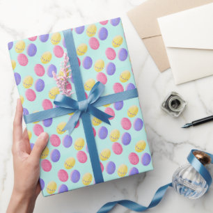 Easter color eggs wrapping paper