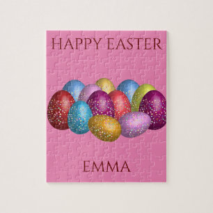 Easter colored eggs puzzle with Child's name.