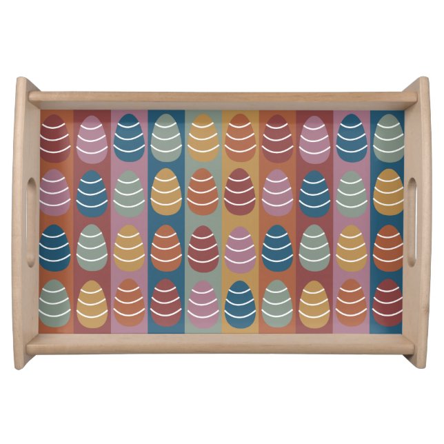 Easter Colorful Easter Eggs Stripes Happy Easter  Serving Tray (Front)