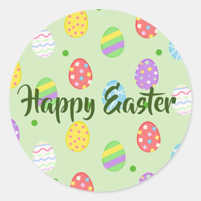 Easter colorful Eggs Festive  Classic Round Sticker (Front)