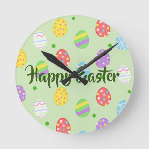 Easter colorful Eggs Festive      Round Clock