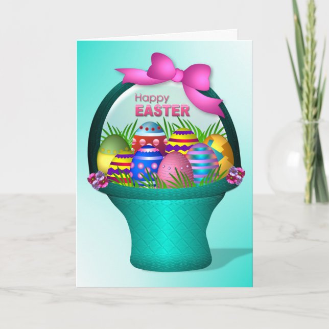 Easter - Colorful Eggs Holiday Card (Front)