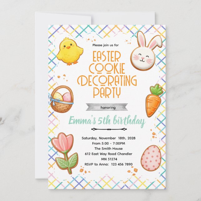 Easter Cookie Decorating Party Invitation (Front)