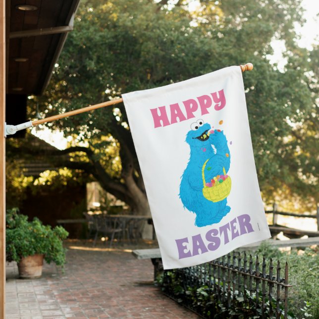 Easter Cookie Monster House Flag (In SItu)
