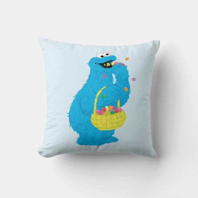 Easter Cookie Monster Throw Pillow (Front)