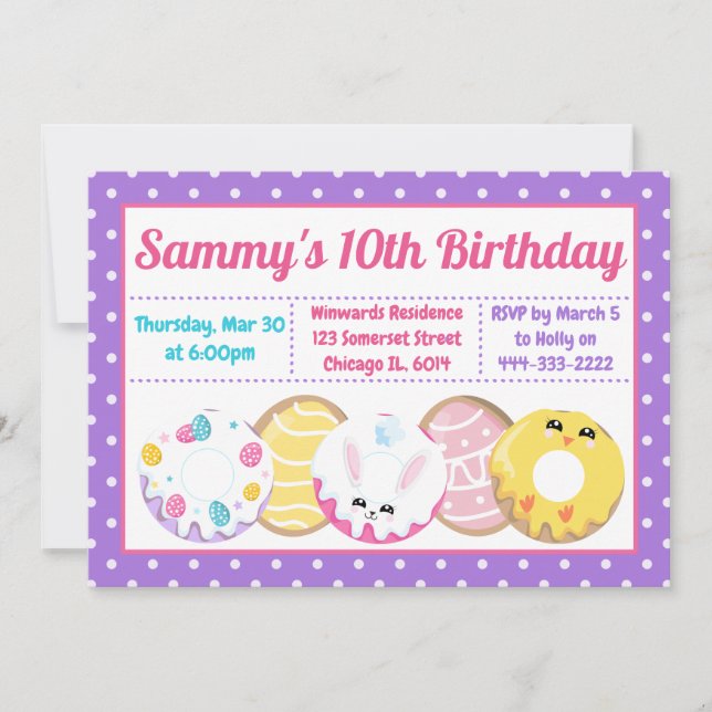 Easter Cookies Donuts and Sweets Birthday Party Invitation (Front)