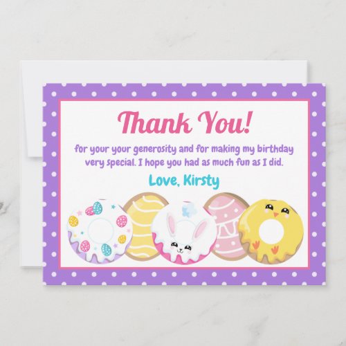 Easter Cookies Donuts and Sweets Birthday Party Thank You Card