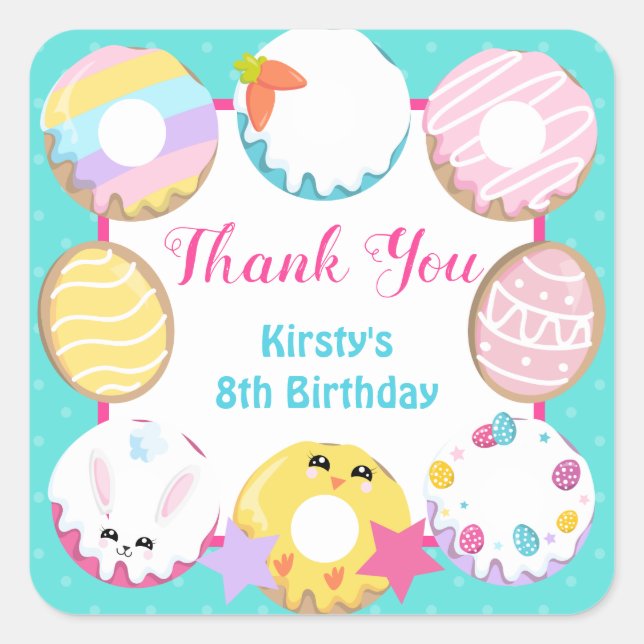 Easter Cookies Donuts and Sweets Party Square Sticker (Front)