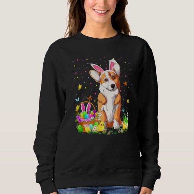Easter Corgi Dog Bunny Egg Hunting Corgi Easter Su Sweatshirt (Front)