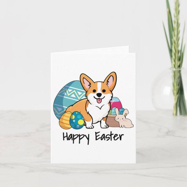 Easter Corgi Dog Happy Easter  Card (Front)