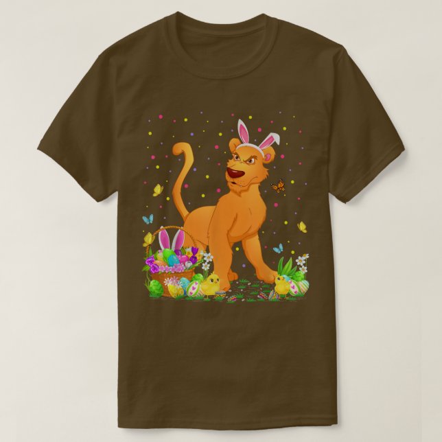 Easter Cougar Bunny Egg Hunting Cougar Easter Sund T-Shirt (Design Front)