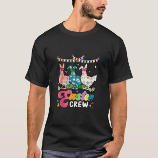 Easter Crew Three Floral Bunny Chickens Bow Tie Ea T-Shirt