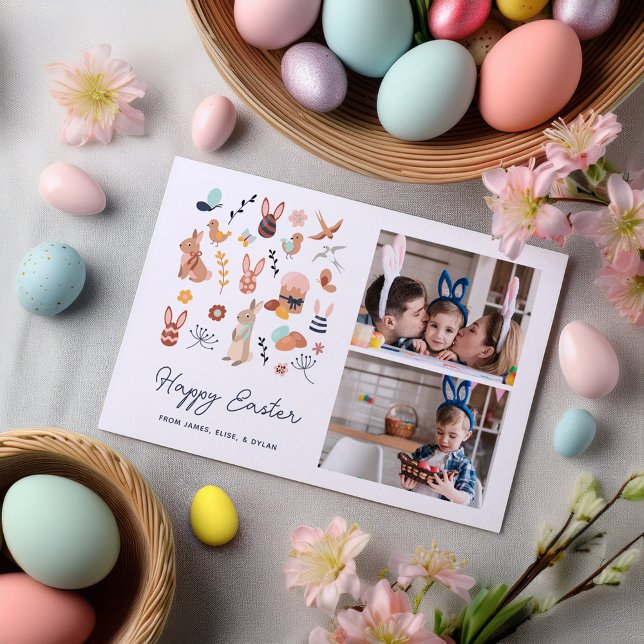 Easter Critters Personalized Photo Holiday Postcard (Creator Uploaded)